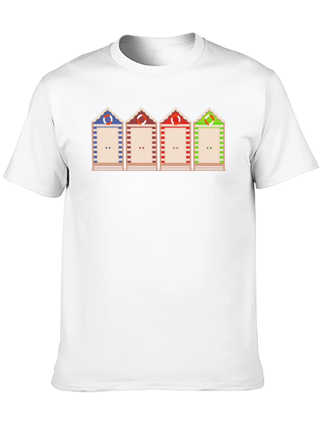 Beach Huts Graphic T-Shirt - Black Casual Tee