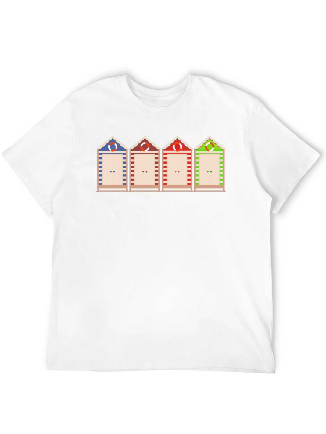 Beach Huts Graphic T-Shirt - Black Casual Tee