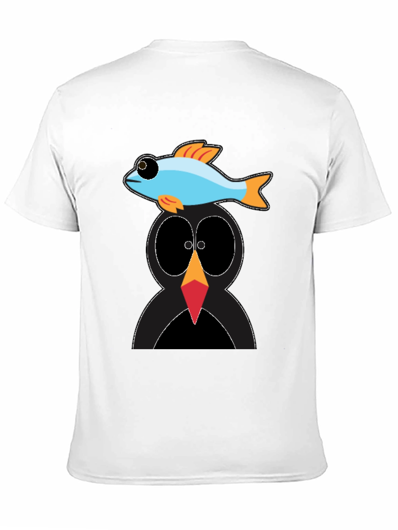 Penguin Fish Graphic Tee - Unique Cartoon T-Shirt