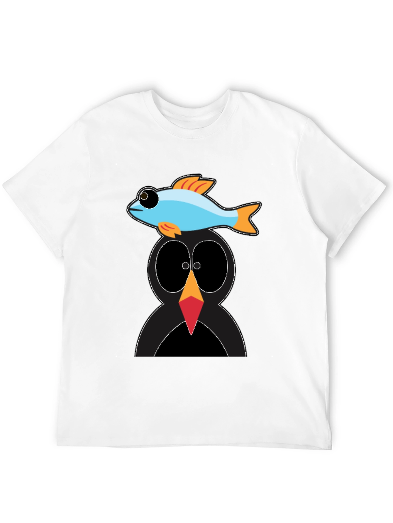Penguin Fish Graphic Tee - Unique Cartoon T-Shirt