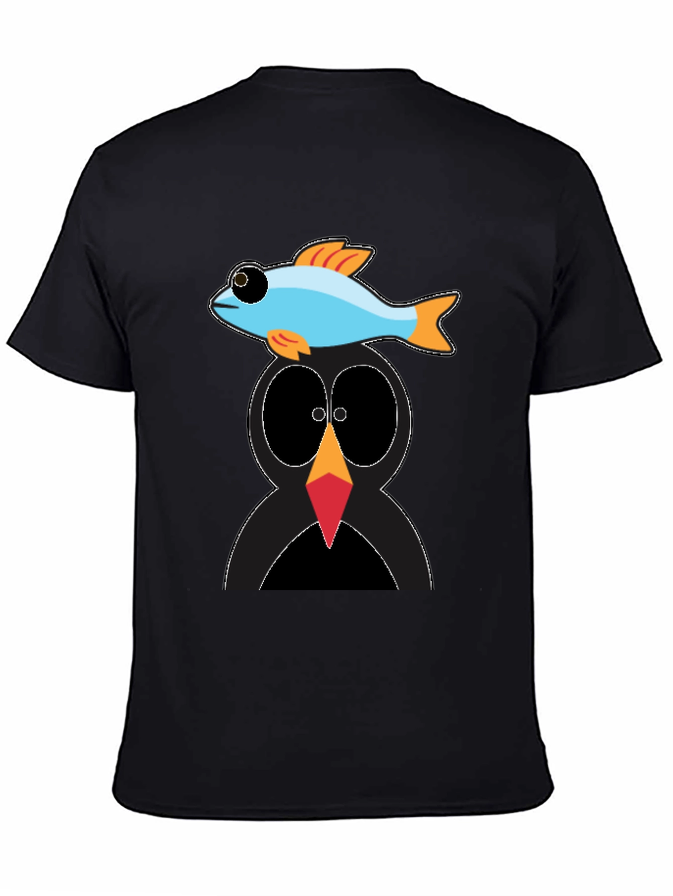 Penguin Fish Graphic Tee - Unique Cartoon T-Shirt