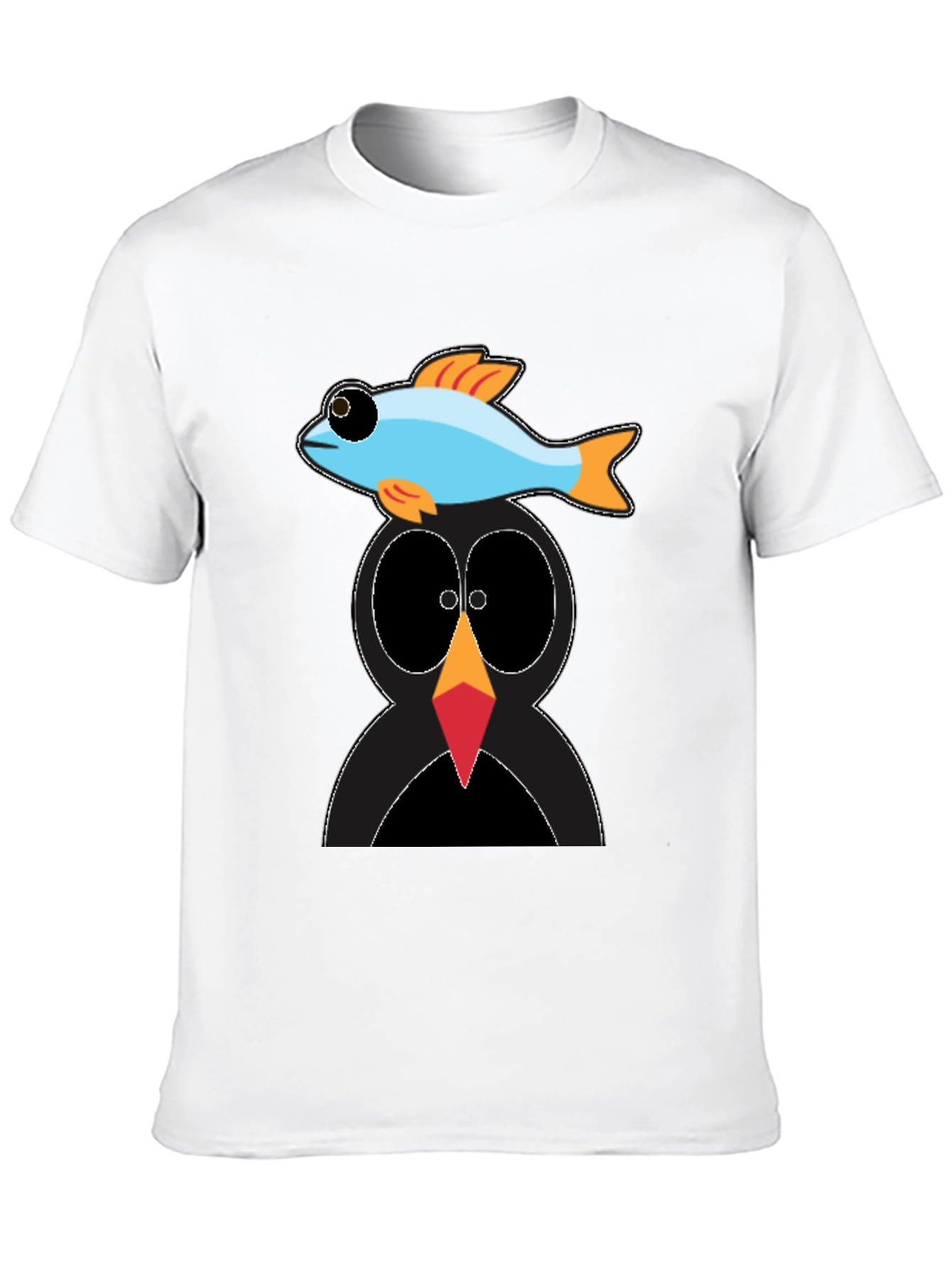 Penguin Fish Graphic Tee - Unique Cartoon T-Shirt