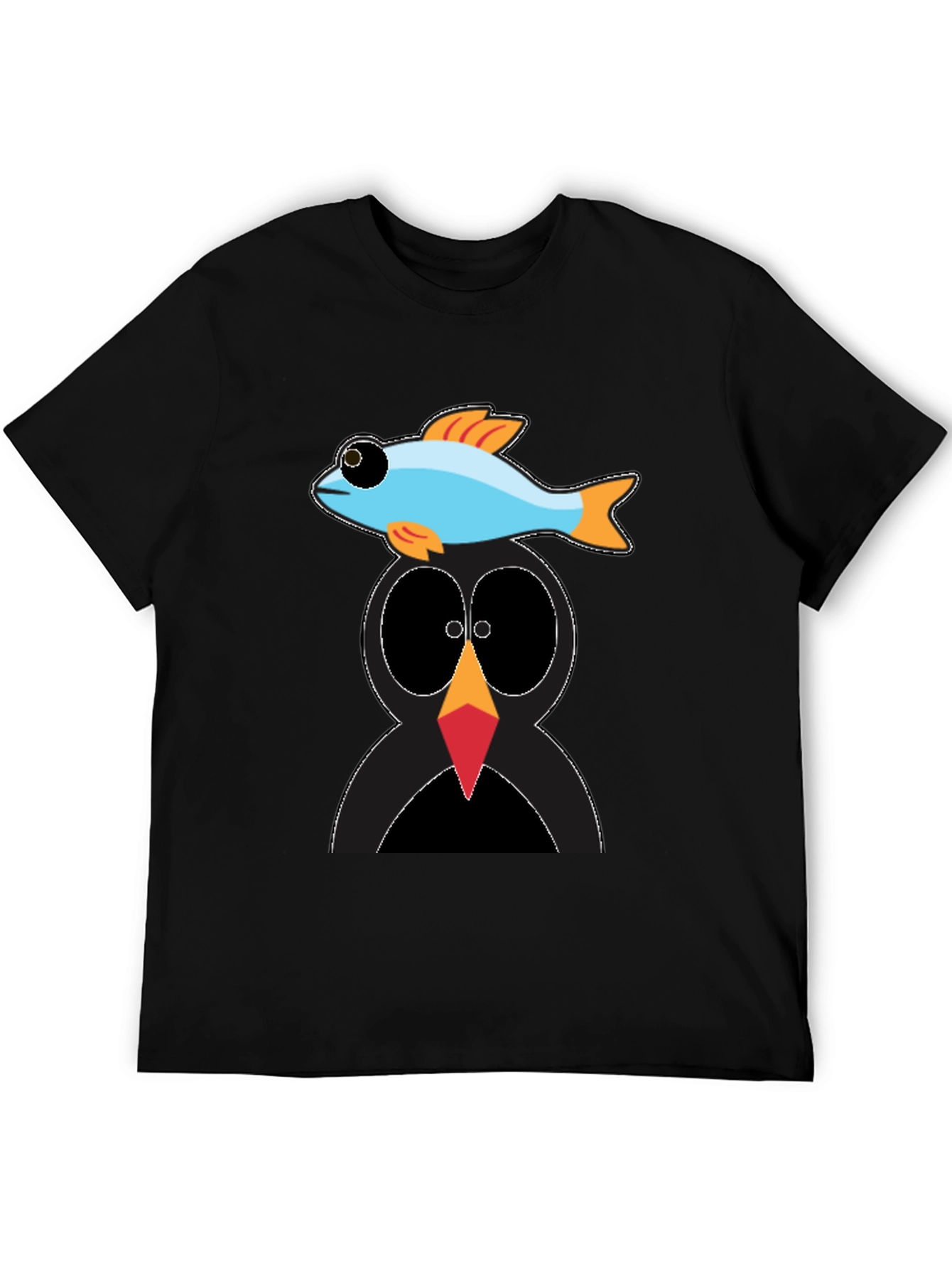 Penguin Fish Graphic Tee - Unique Cartoon T-Shirt