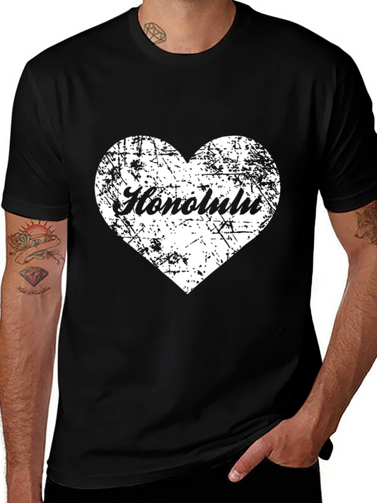 Honolulu Heart Graphic Black Tee