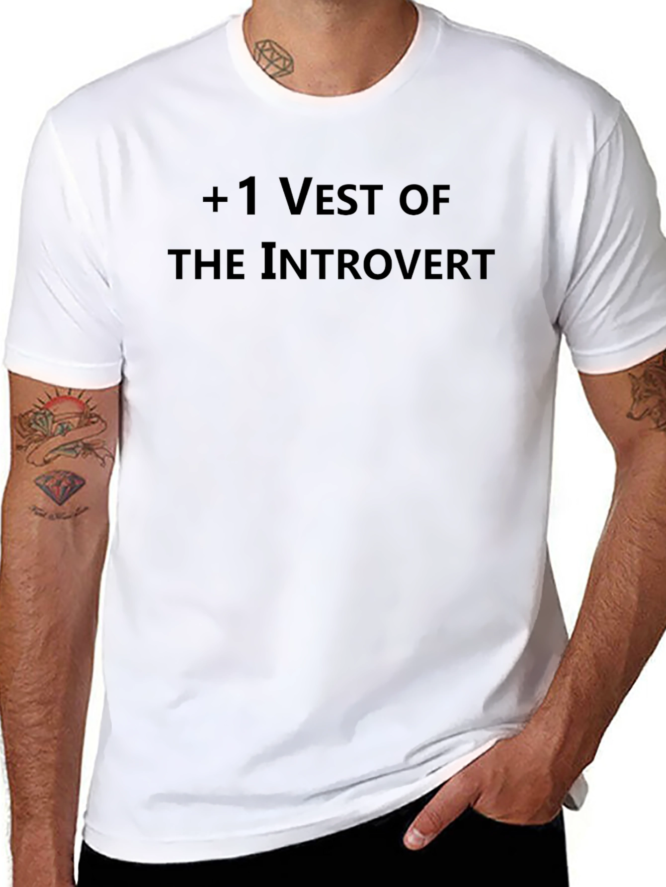 +1 Vest of The Introvert Black T-Shirt