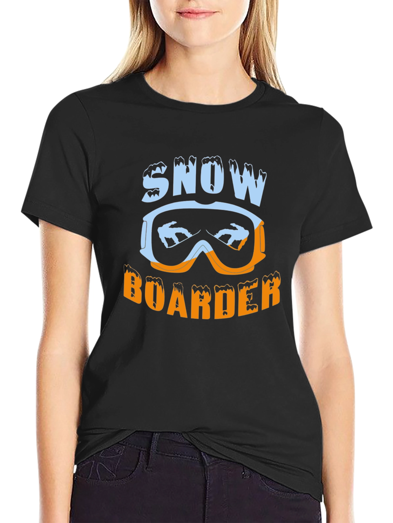 Snow Boarder Graphic Tee - Black Casual T-Shirt