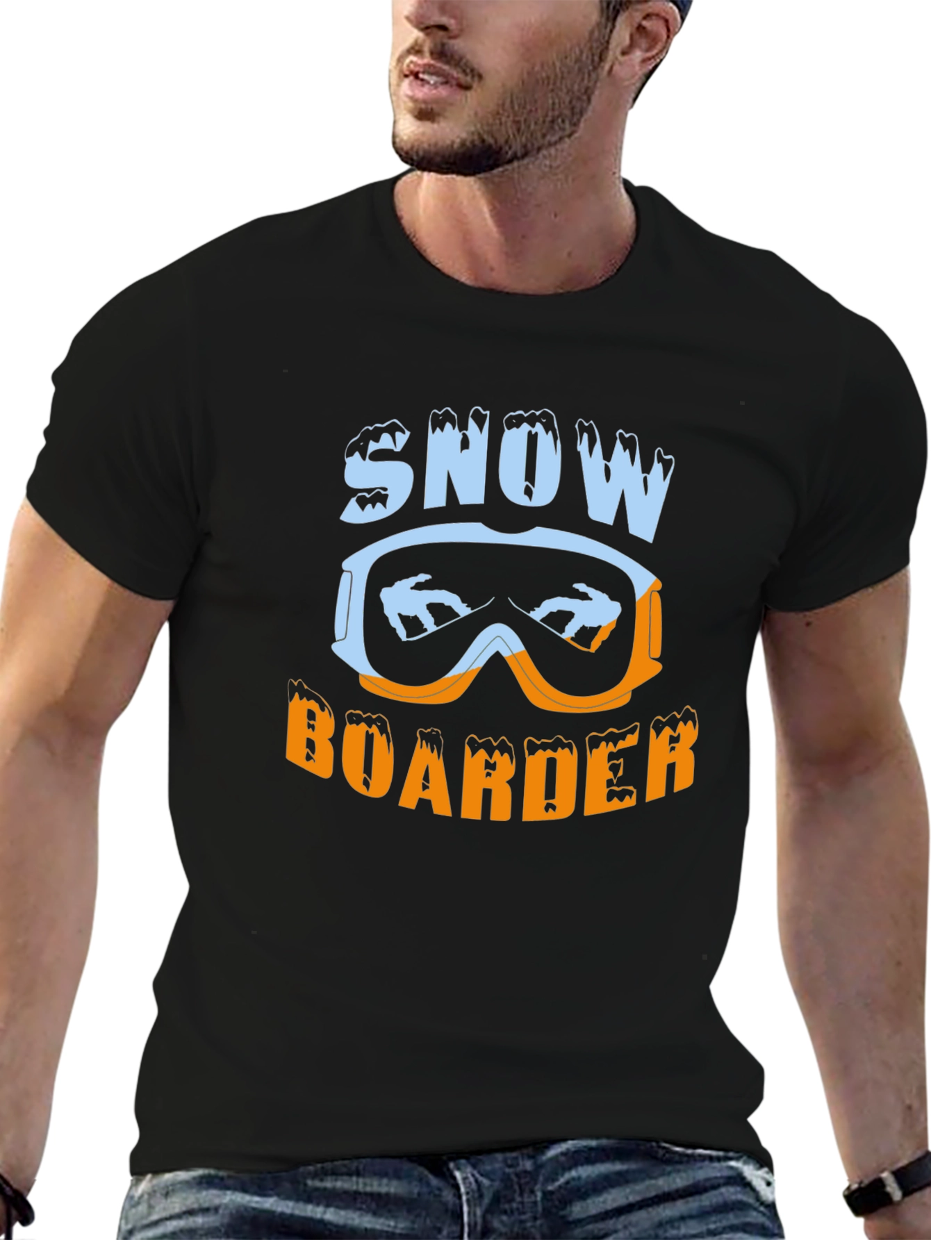 Snow Boarder Graphic Tee - Black Casual T-Shirt