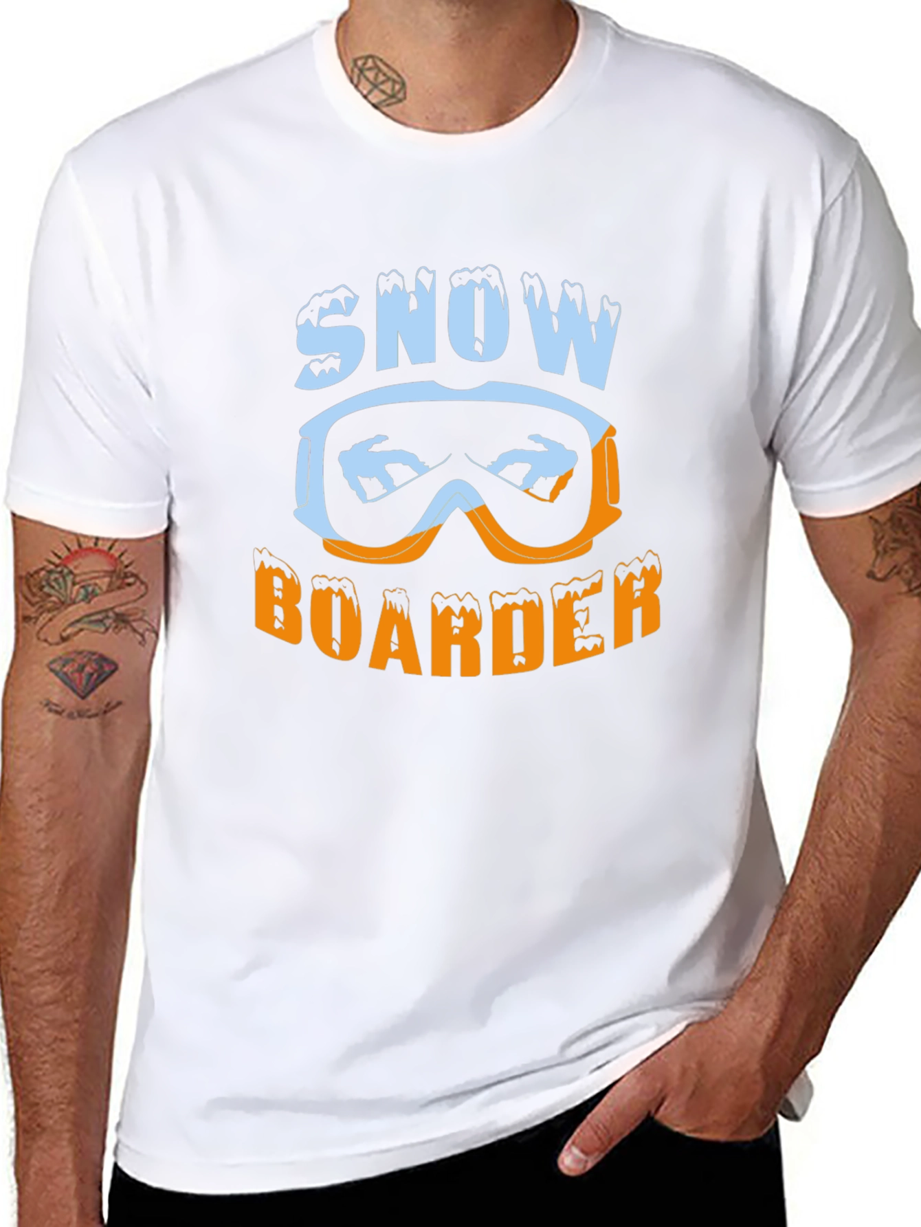 Snow Boarder Graphic Tee - Black Casual T-Shirt