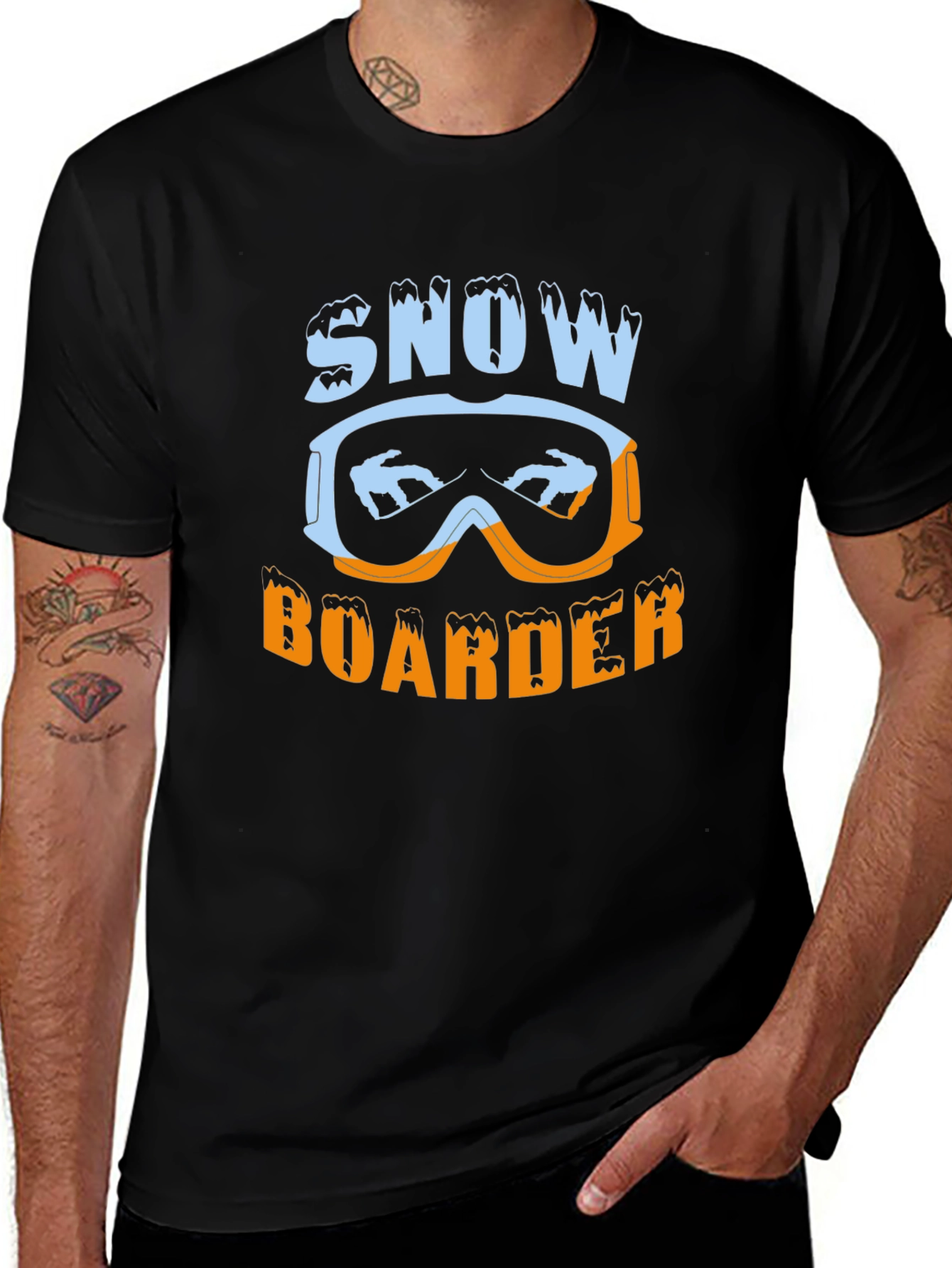 Snow Boarder Graphic Tee - Black Casual T-Shirt