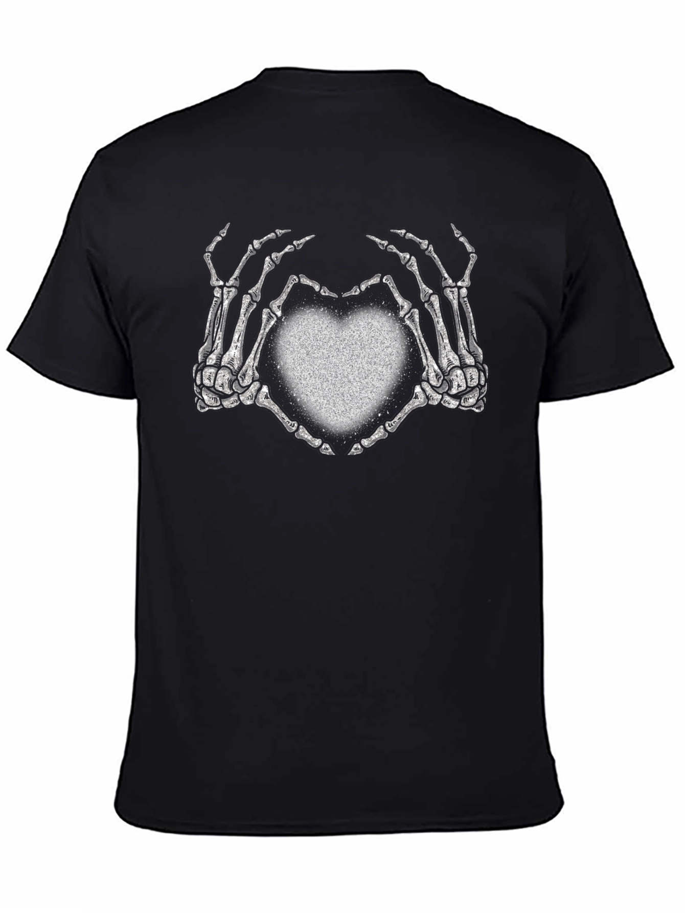 Skeleton Hands Heart Graphic Black Tee