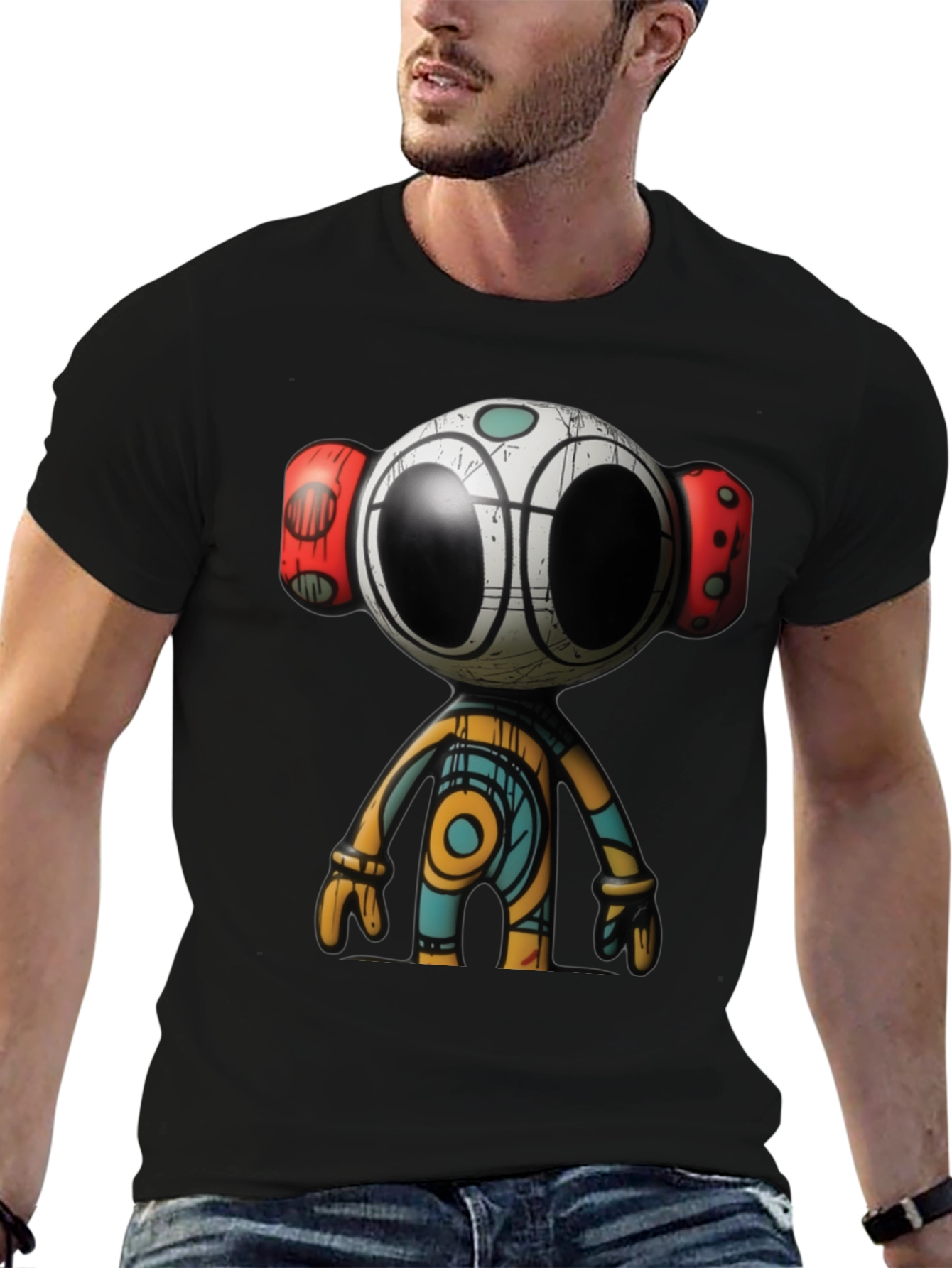 Modern Art Graphic Tee - Unique Robot Design
