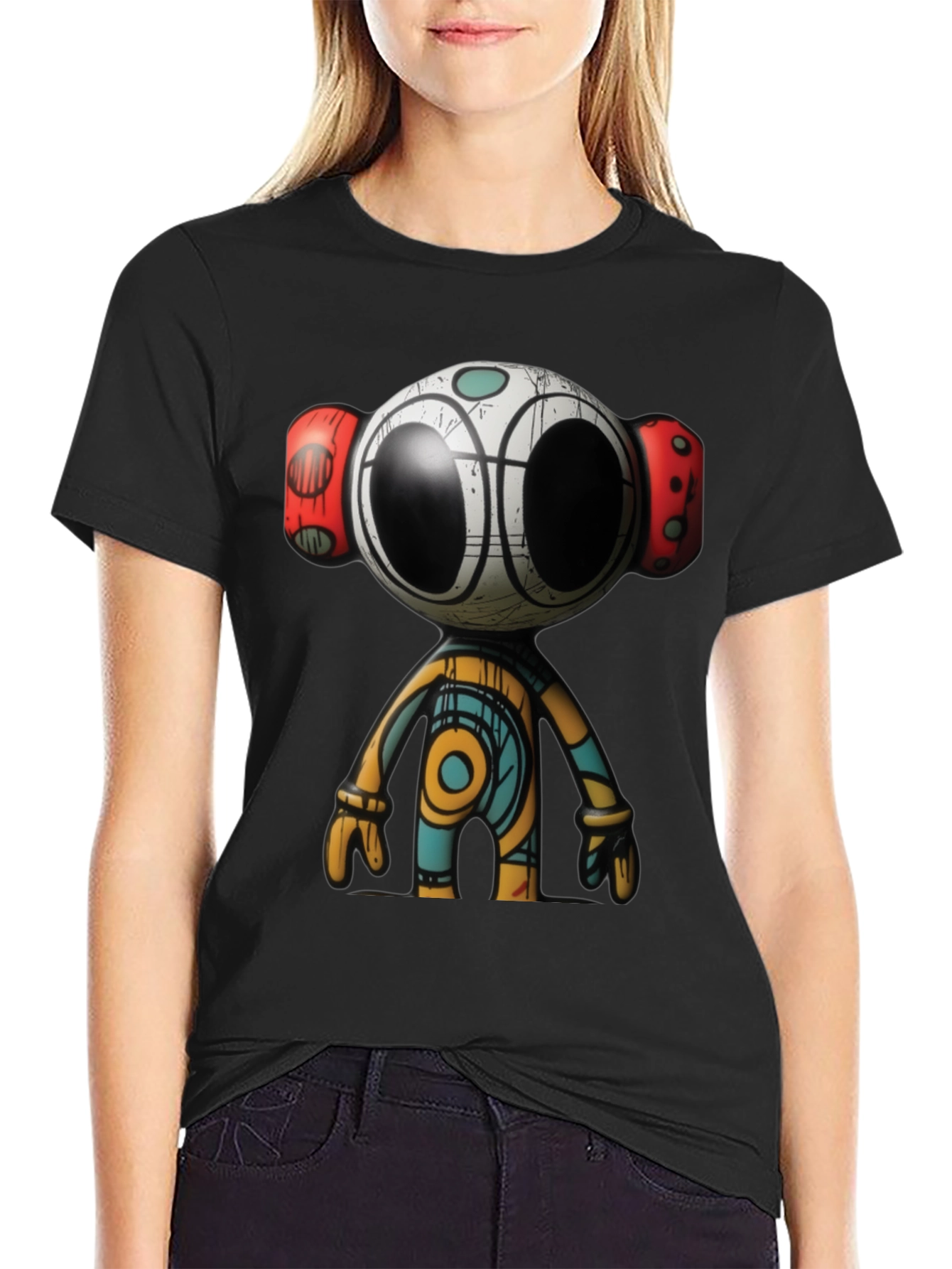 Modern Art Graphic Tee - Unique Robot Design