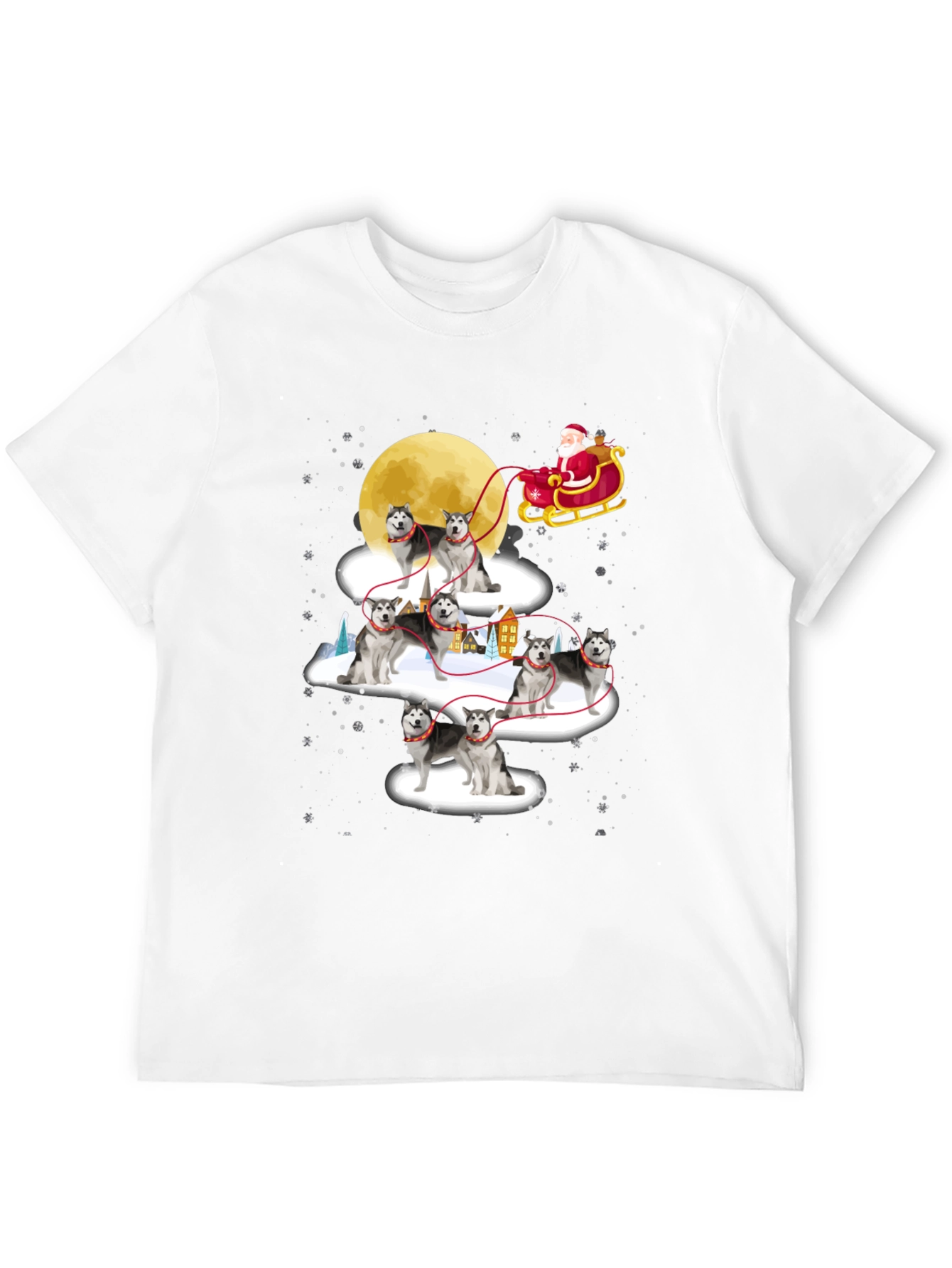 Festive Husky Santa Sleigh T-Shirt