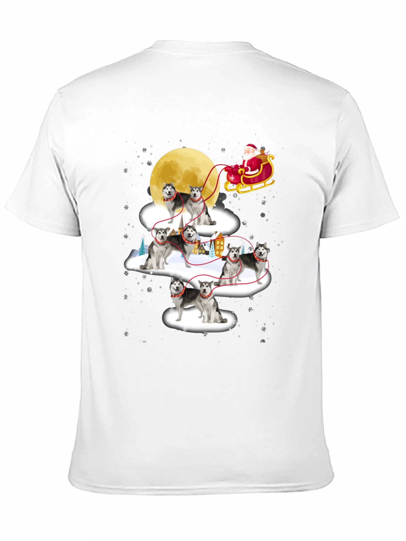 Festive Husky Santa Sleigh T-Shirt