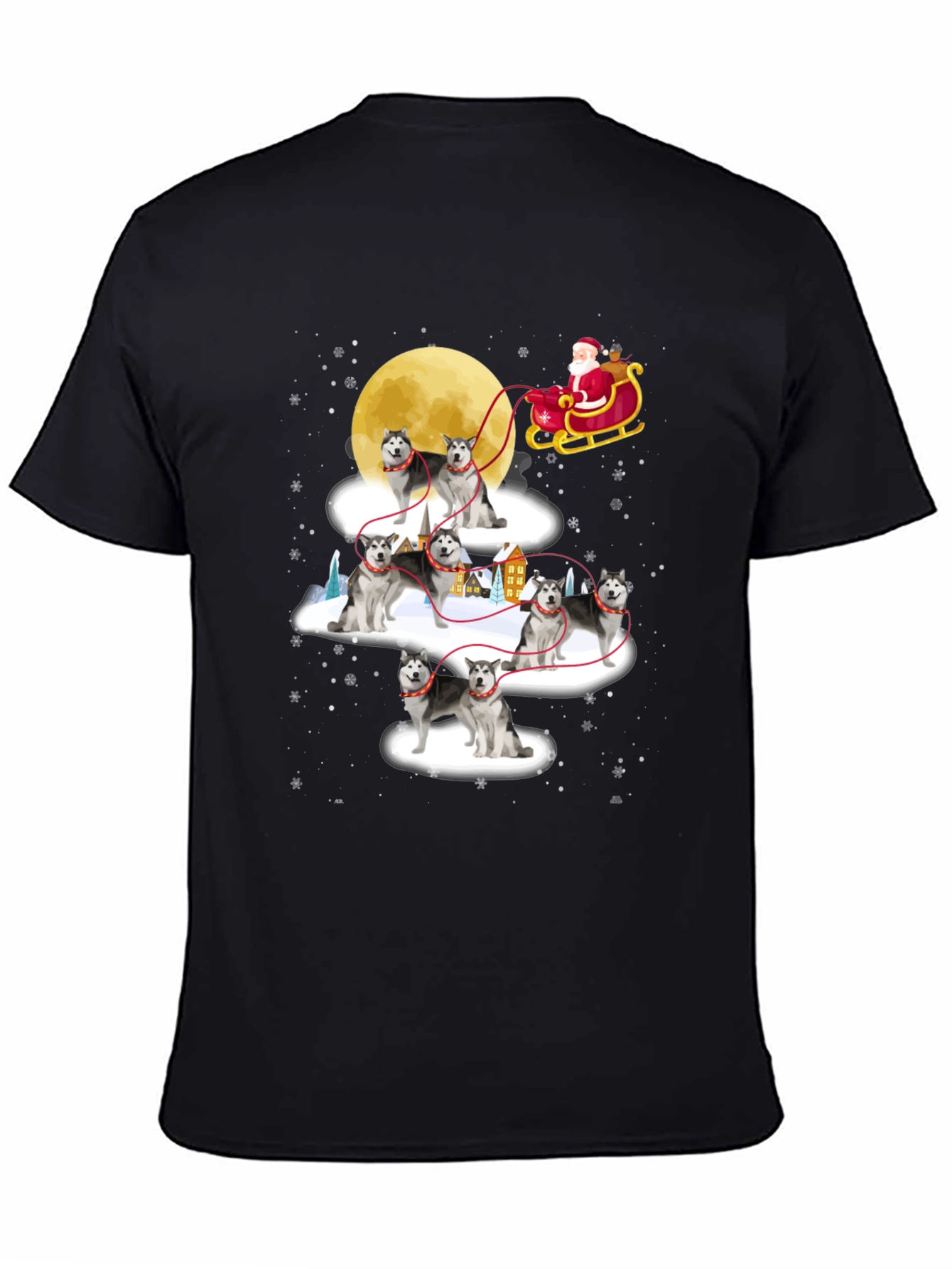 Festive Husky Santa Sleigh T-Shirt