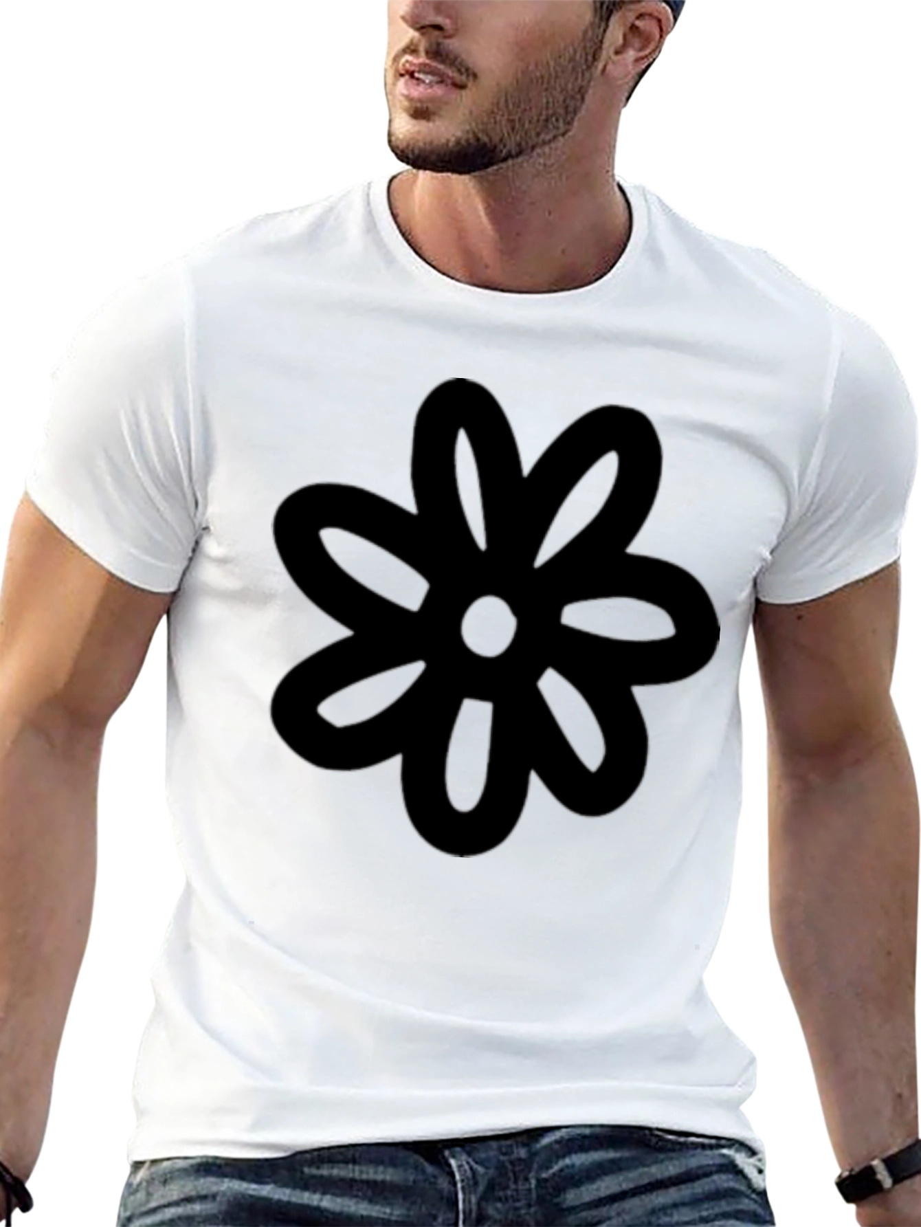 Black Flower Graphic Tee - Casual Comfort