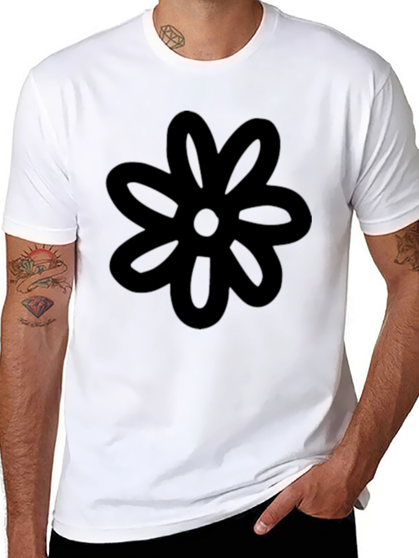 Black Flower Graphic Tee - Casual Comfort
