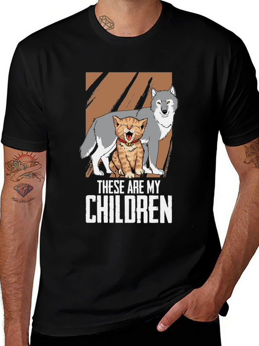 These Are My Children T-Shirt - Cat and Wolf Design