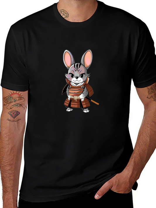Samurai Rabbit Graphic T-Shirt - Black