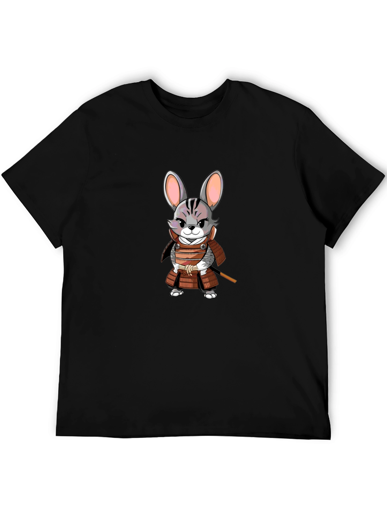 Samurai Rabbit Graphic T-Shirt - Black