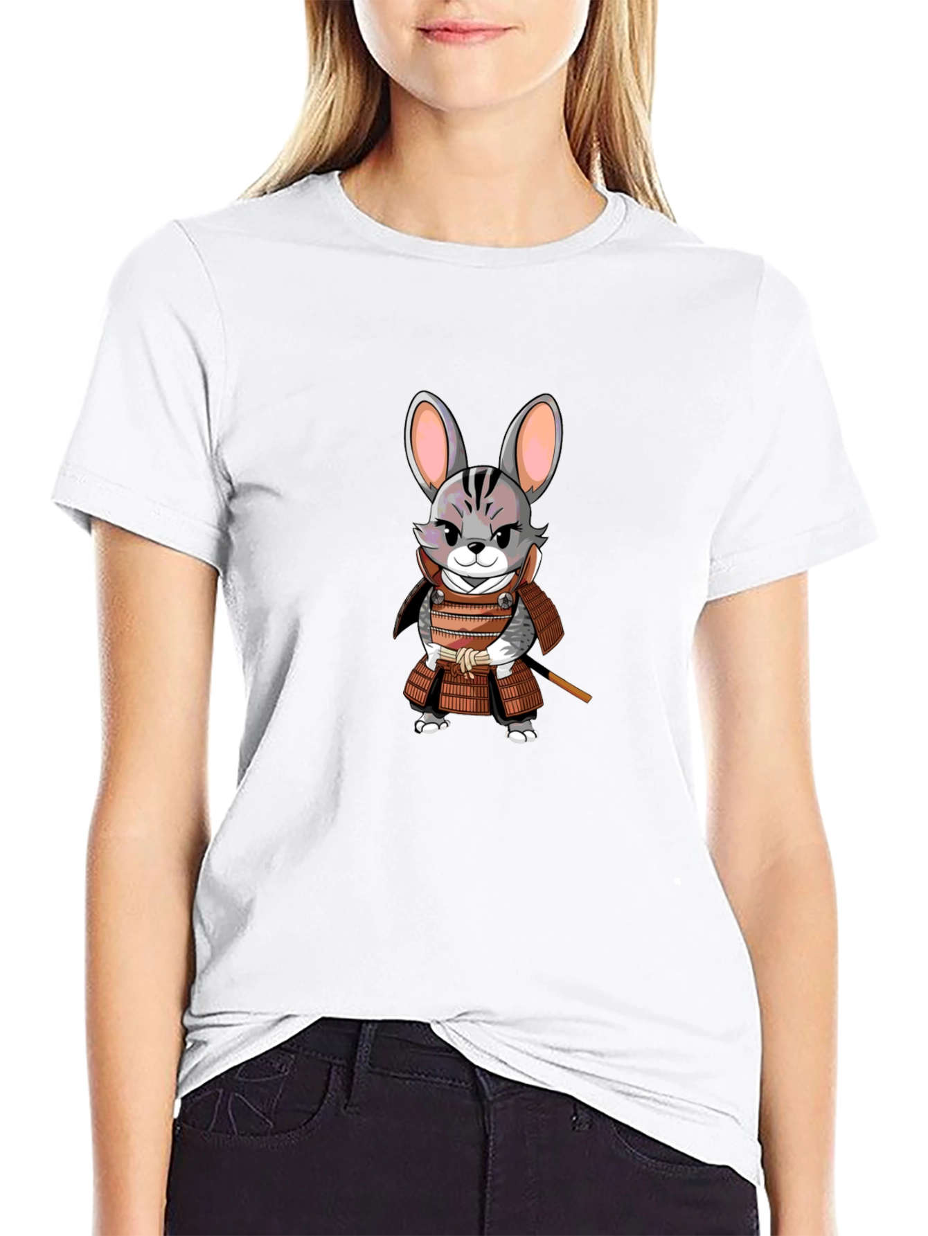 Samurai Rabbit Graphic T-Shirt - Black