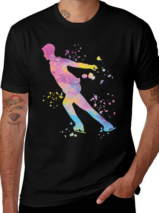 Colorful Figure Skater Graphic Tee - Artistic Ice Skating Shirt