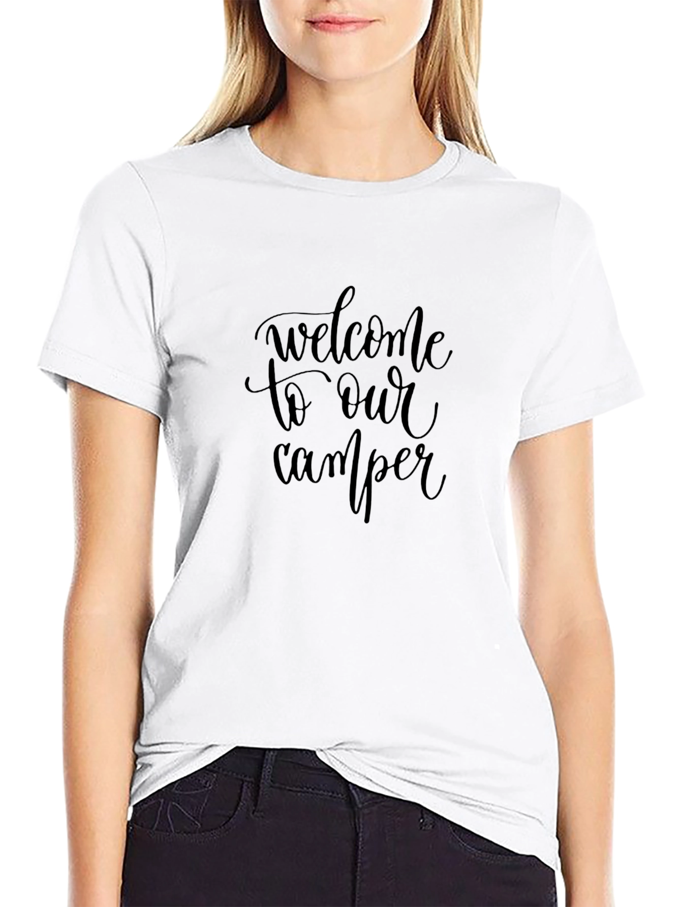 Welcome to Our Camper T-Shirt - Black Cotton Tee