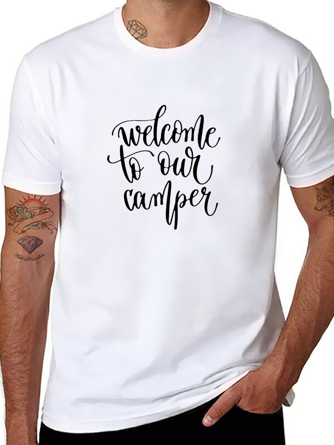 Welcome to Our Camper T-Shirt - Black Cotton Tee