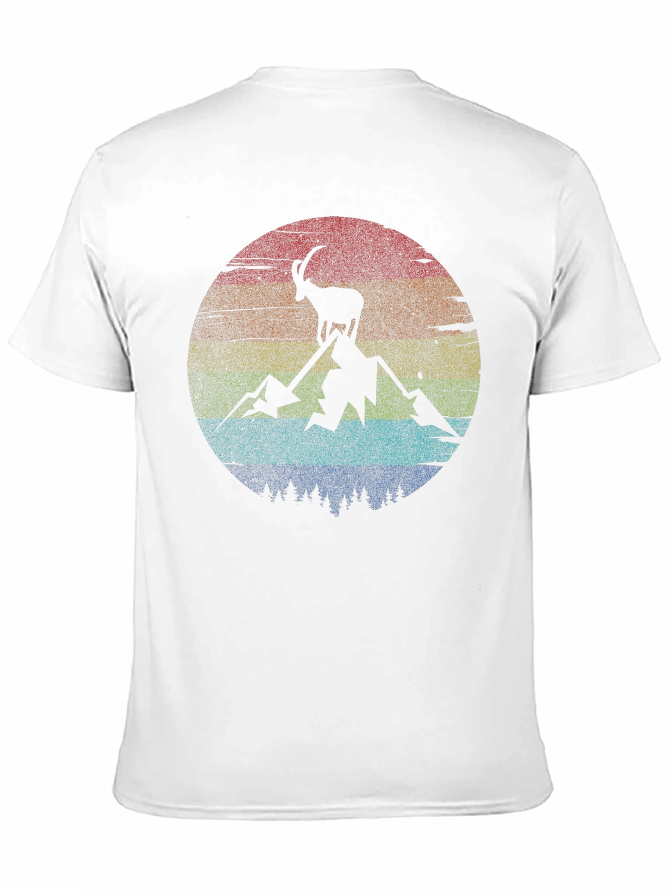 Retro Mountain Goat Graphic Tee - Black