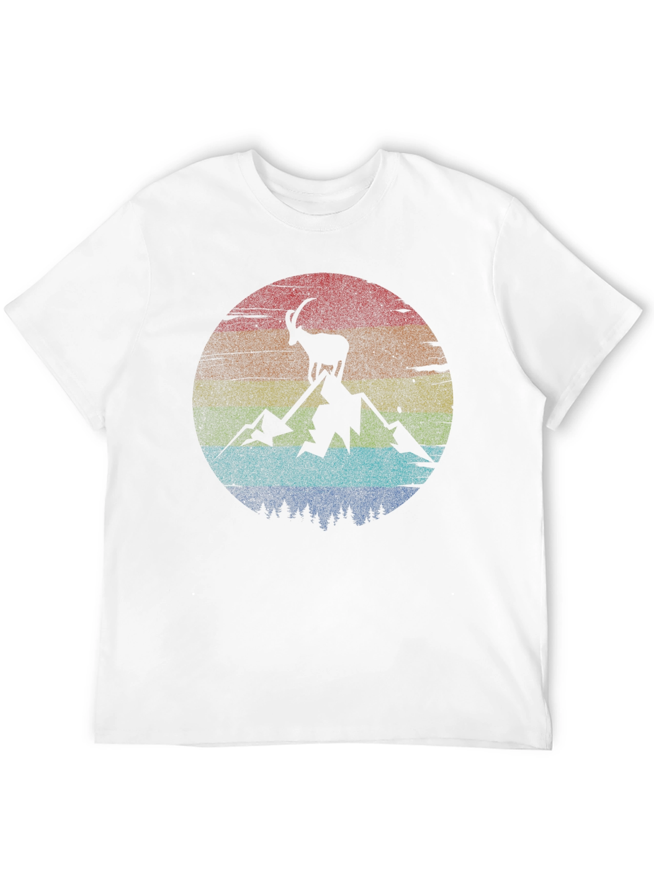 Retro Mountain Goat Graphic Tee - Black