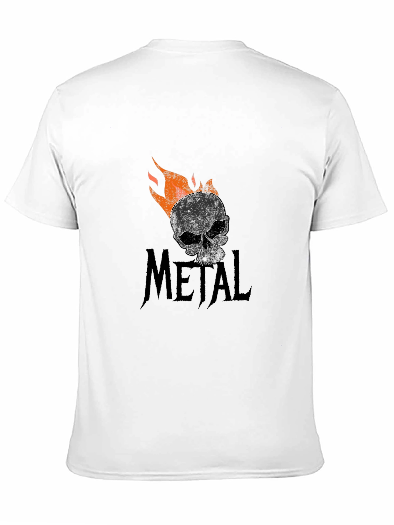 Metal Skull Flame Graphic Tee - Black