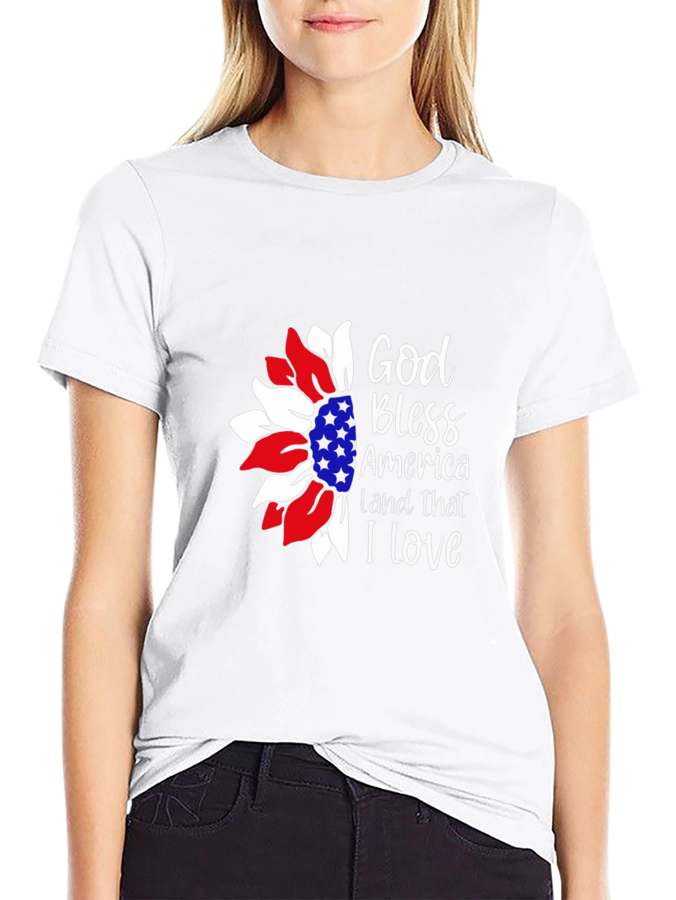 Patriotic Sunflower Graphic T-Shirt