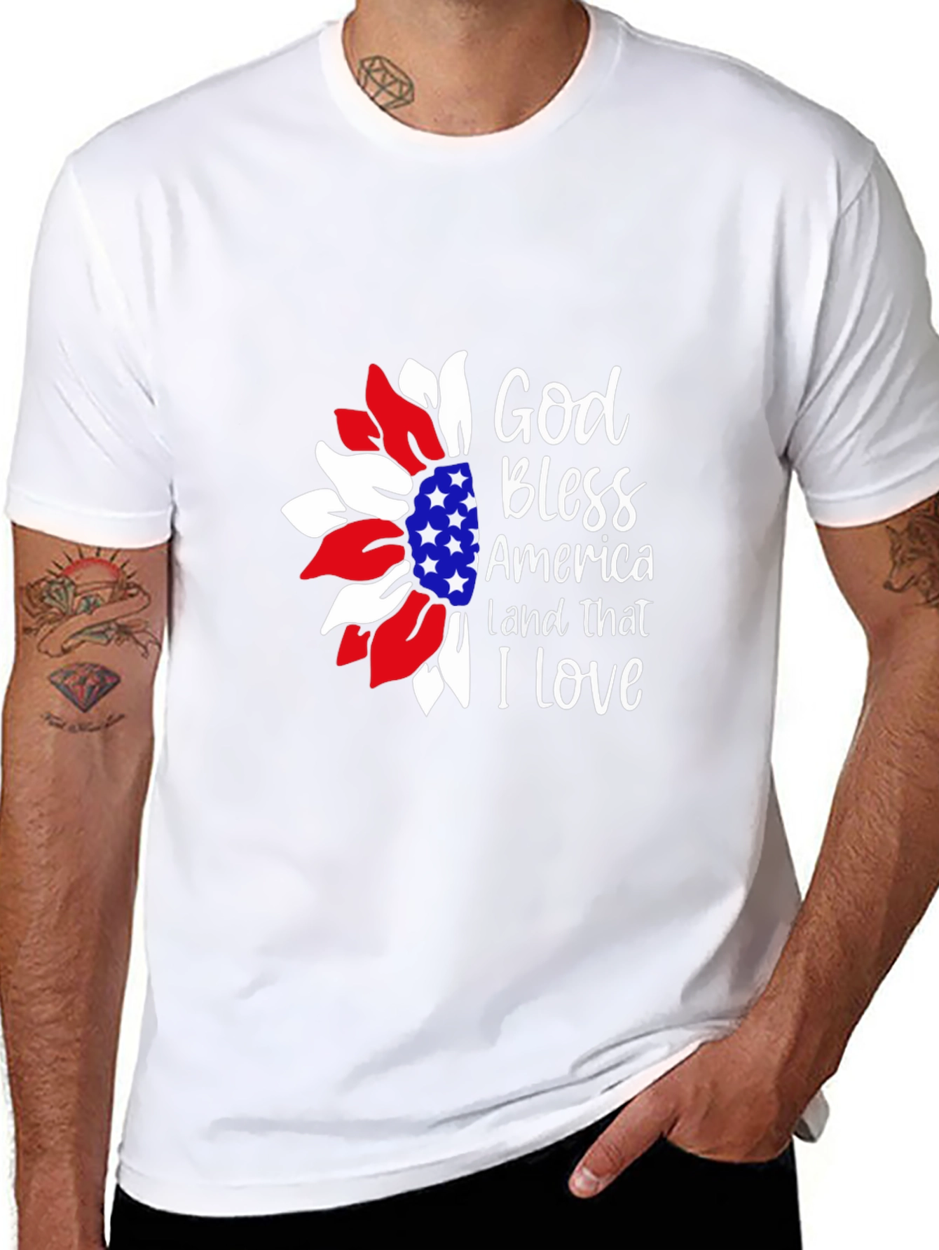 Patriotic Sunflower Graphic T-Shirt