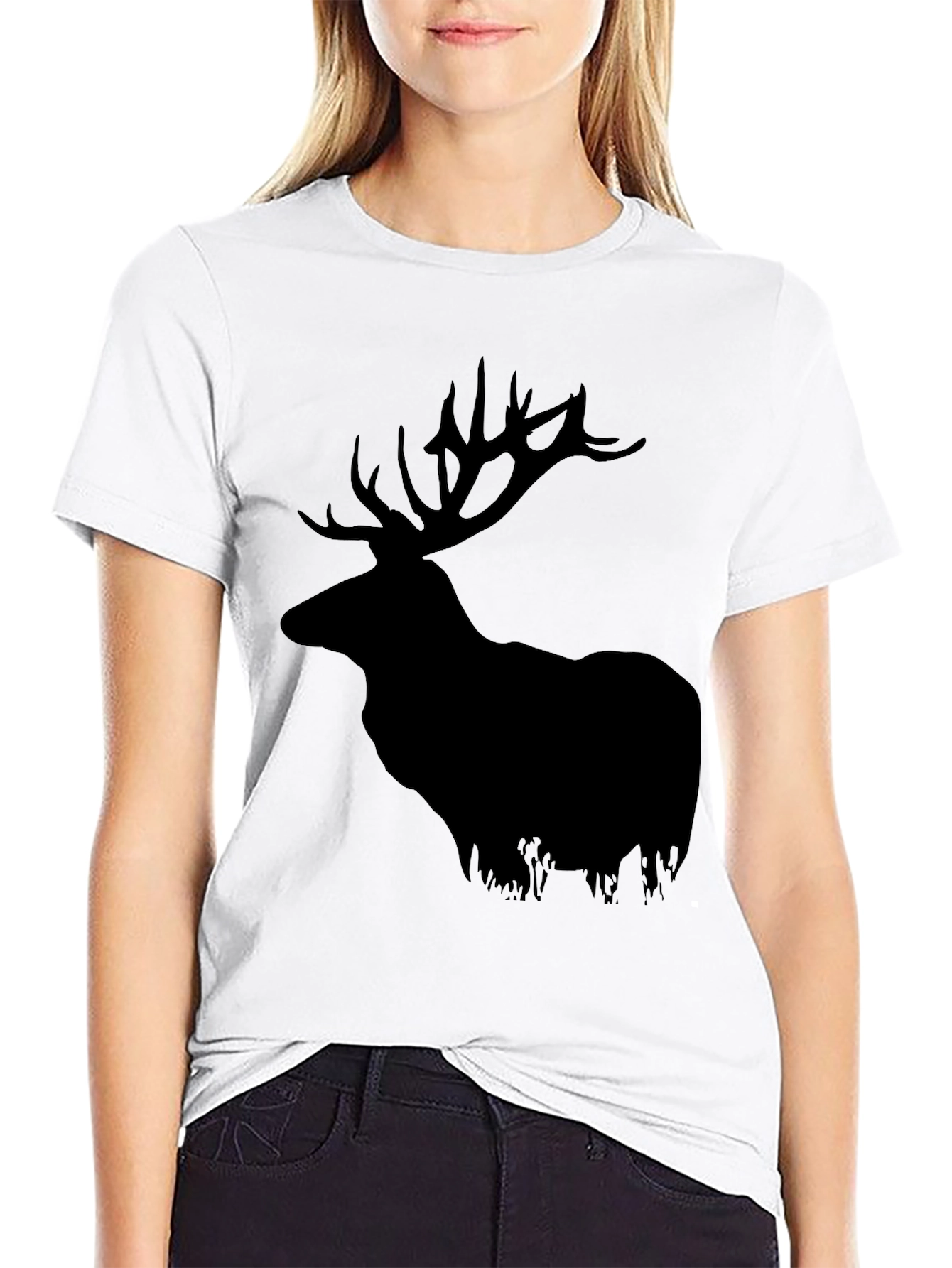 Elk Silhouette Graphic Tee - Black
