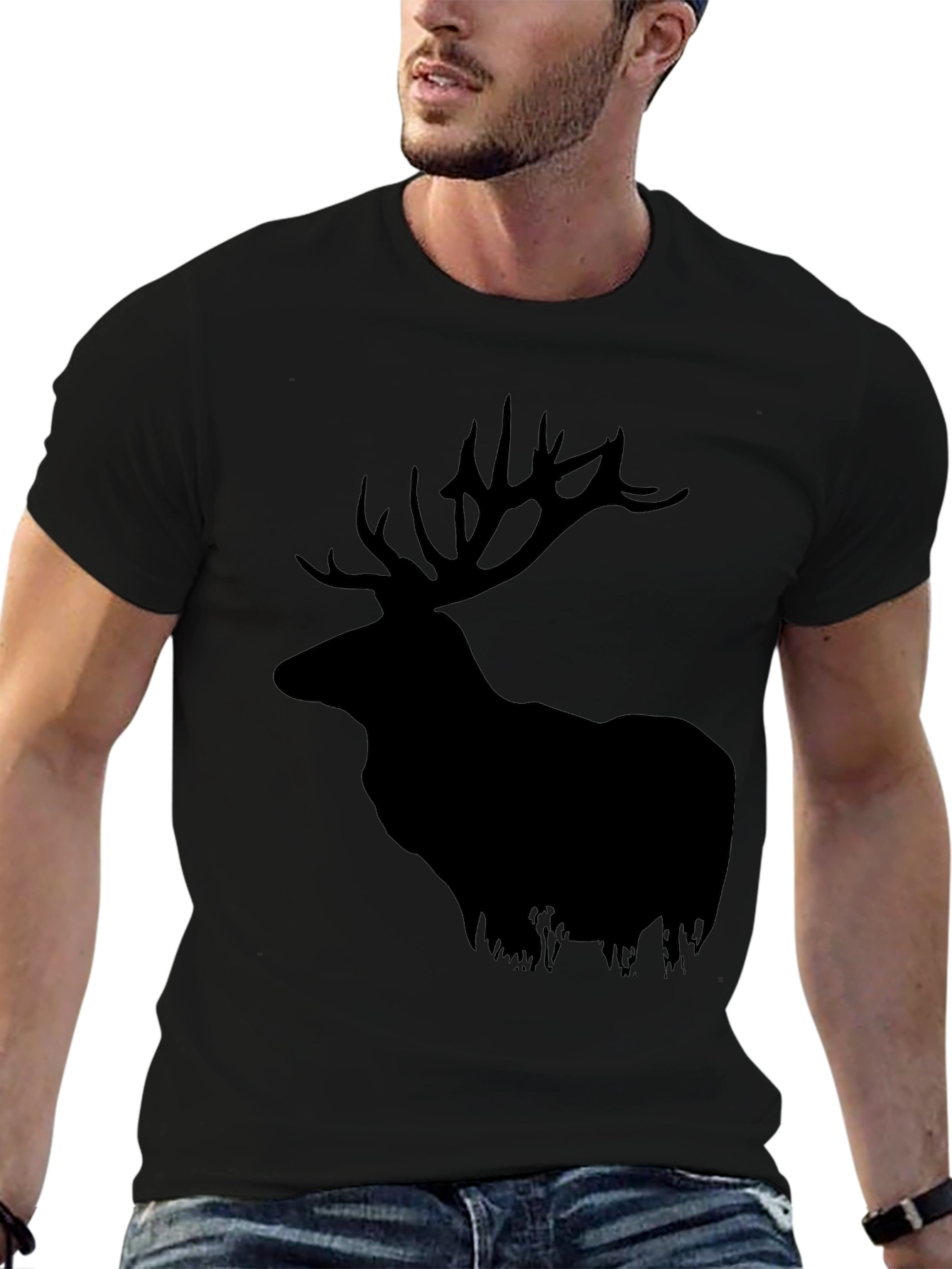 Elk Silhouette Graphic Tee - Black