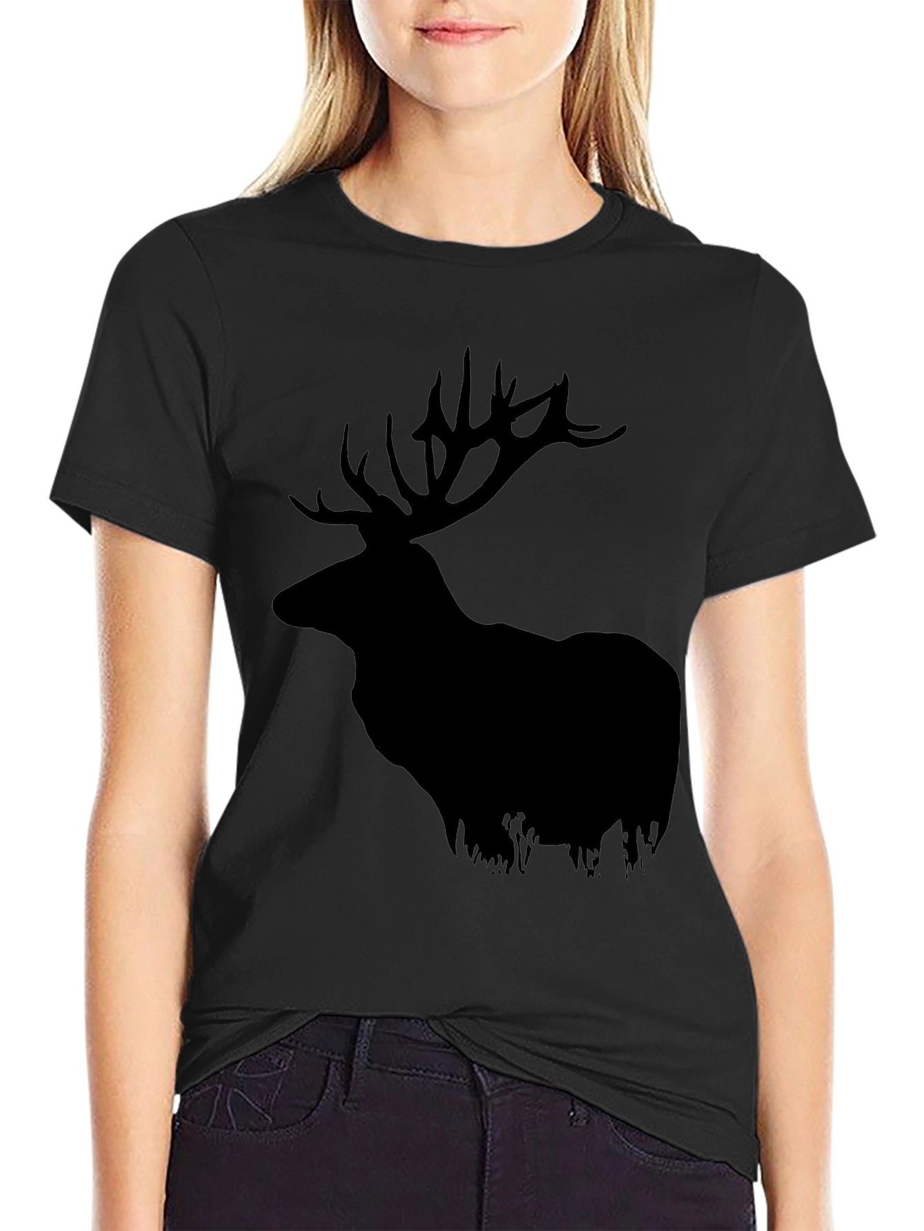 Elk Silhouette Graphic Tee - Black