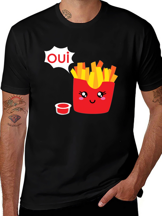 Oui Fries Graphic Tee - Fun French Fry T-Shirt