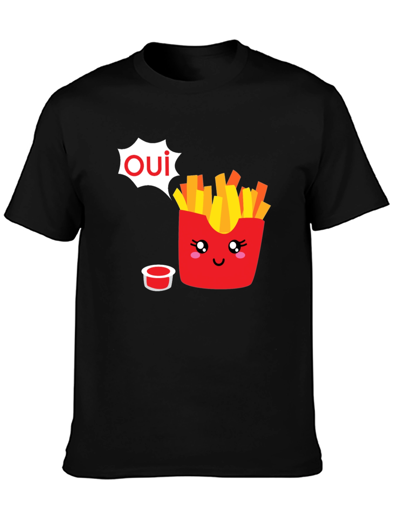 Oui Fries Graphic Tee - Fun French Fry T-Shirt