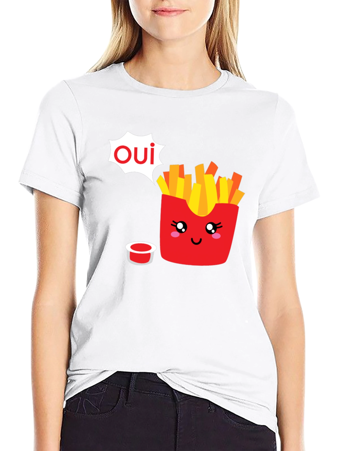 Oui Fries Graphic Tee - Fun French Fry T-Shirt