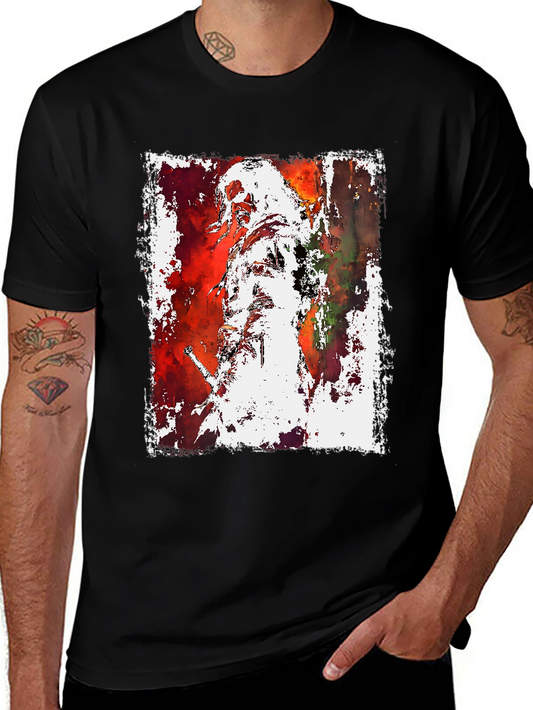 Grim Reaper Watercolor Graphic Tee - Black