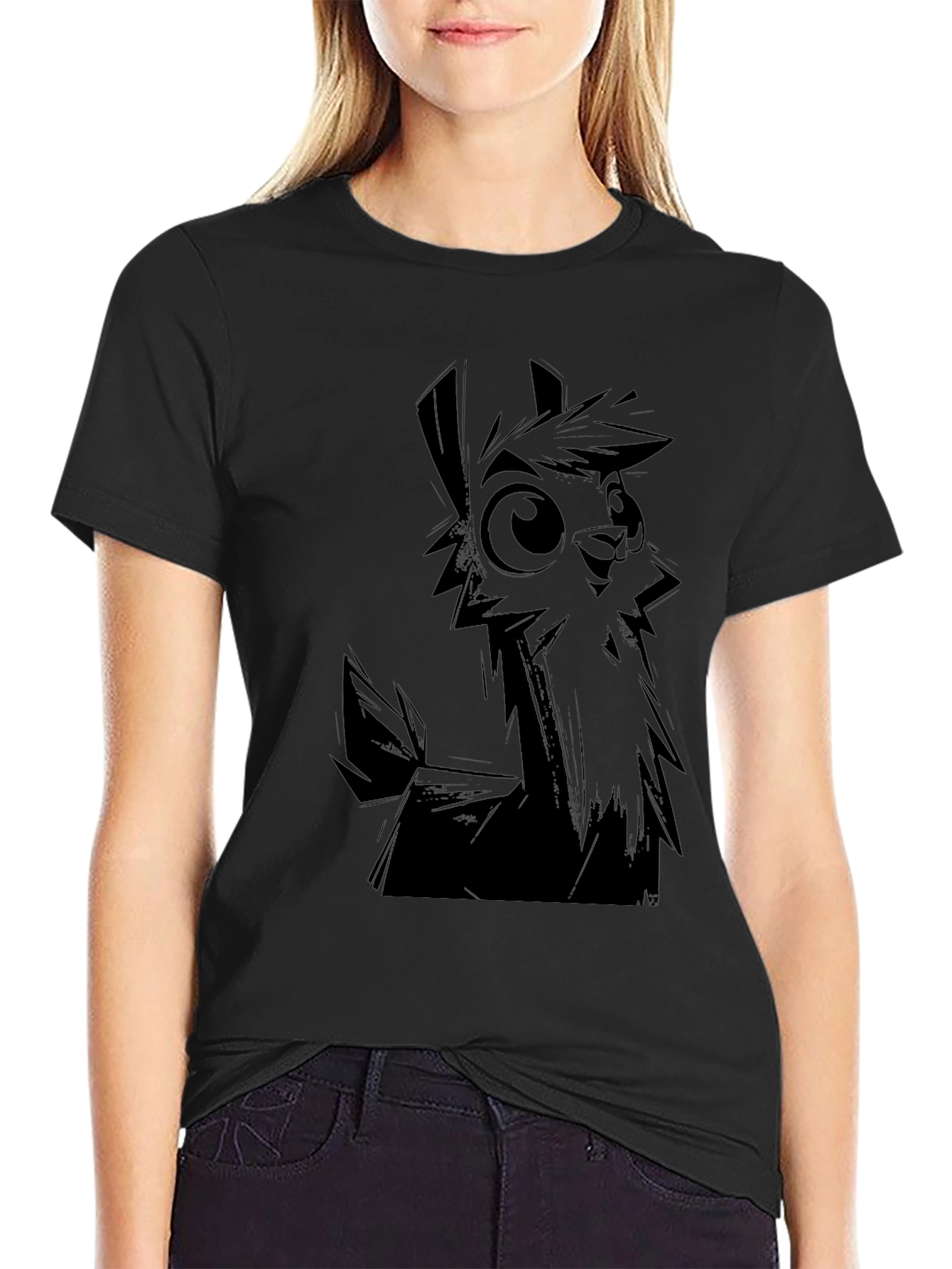 Llama Graphic T-Shirt - Black Crew Neck Tee