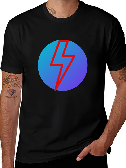 Black T-Shirt with Lightning Bolt Graphic