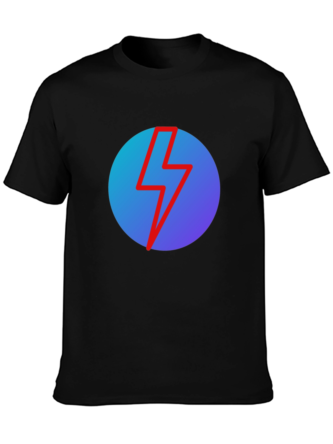 Black T-Shirt with Lightning Bolt Graphic