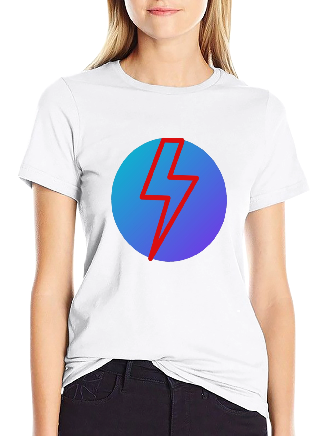 Black T-Shirt with Lightning Bolt Graphic