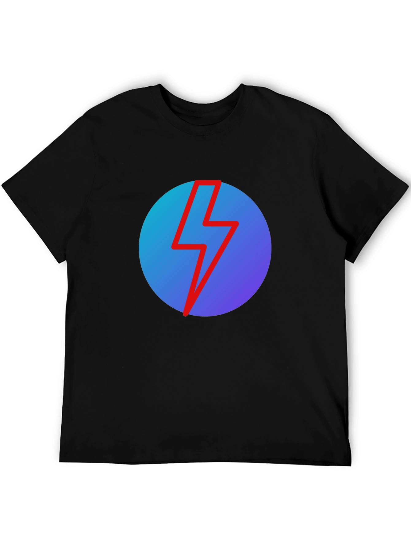 Black T-Shirt with Lightning Bolt Graphic