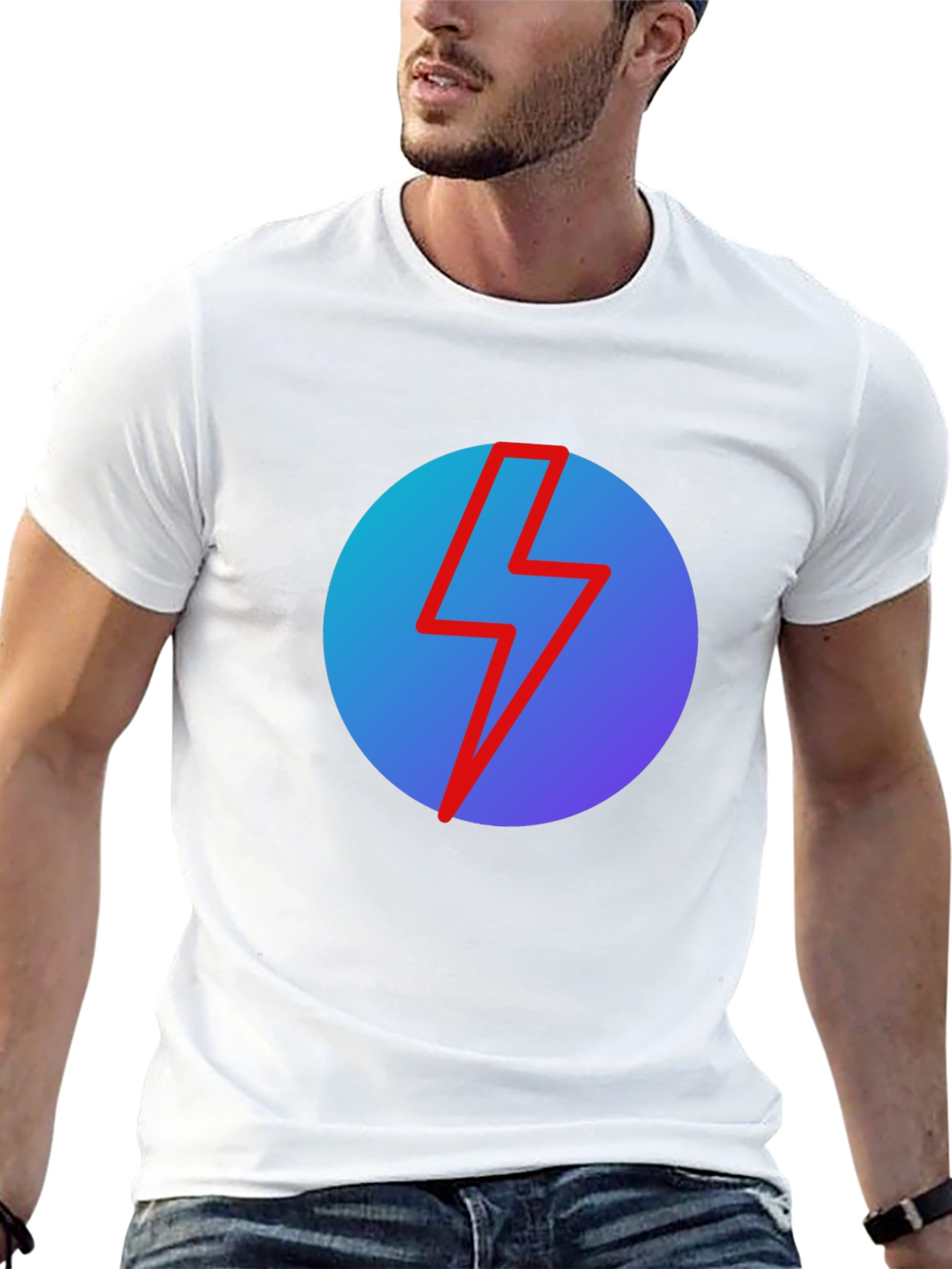 Black T-Shirt with Lightning Bolt Graphic