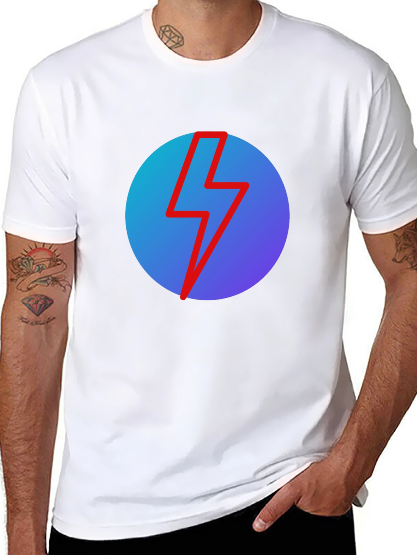 Black T-Shirt with Lightning Bolt Graphic
