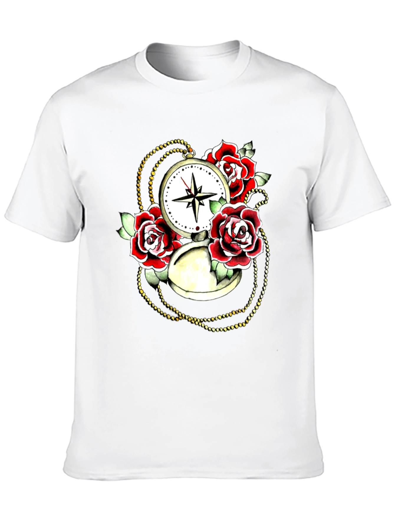 Rose Compass Graphic Black T-Shirt