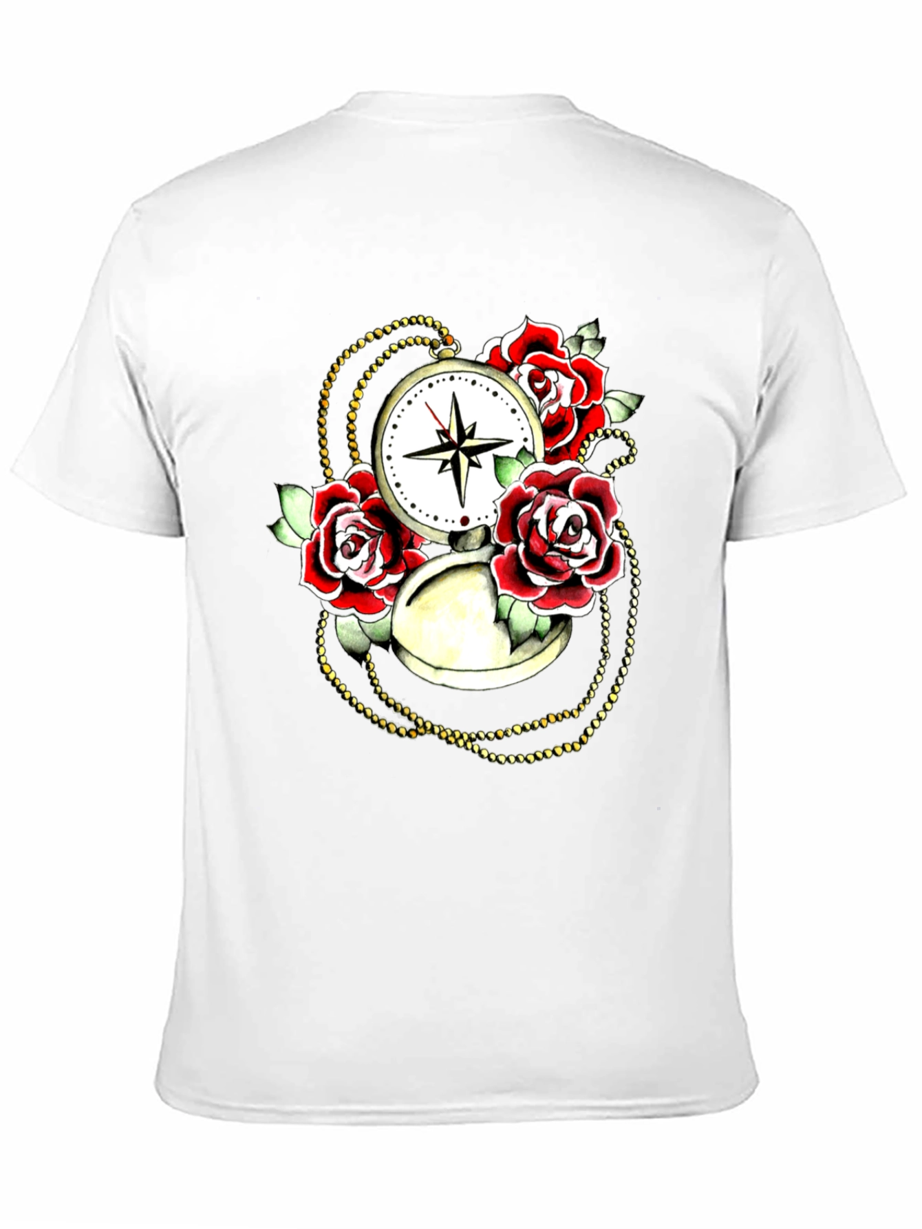 Rose Compass Graphic Black T-Shirt