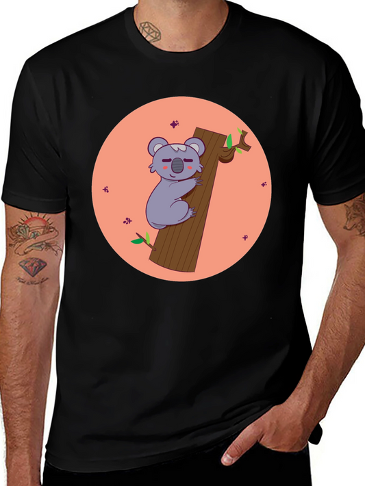Koala Hugging Tree T-Shirt - Cute Cartoon Design
